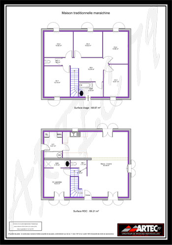 plan maison a etage 6 chambres