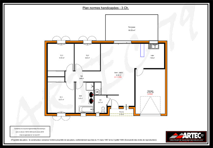 plan de maison moderne 3 chambres